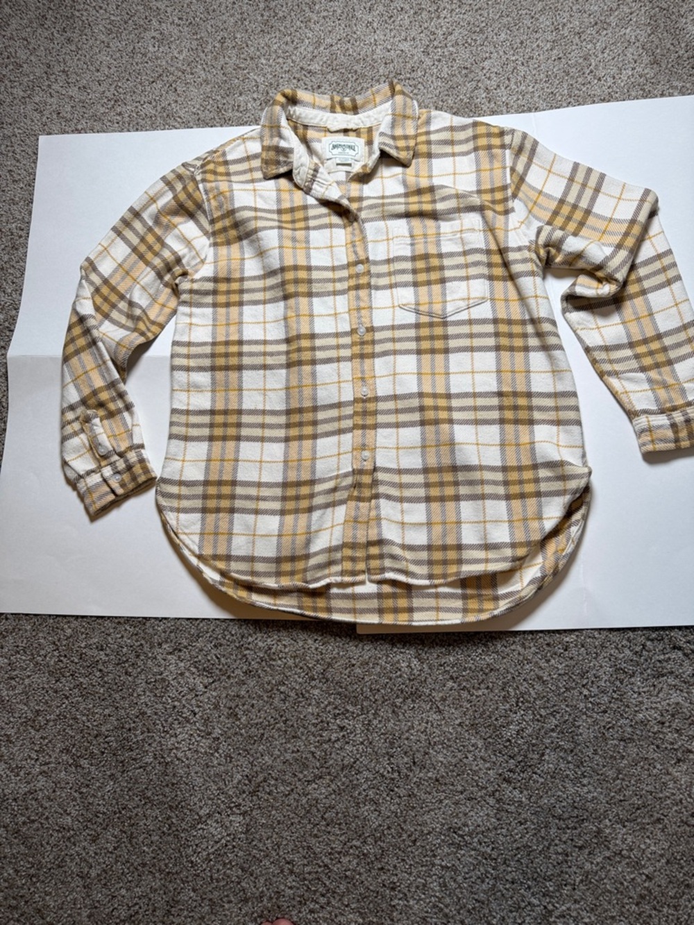 American Eagle Outfitters Yellow and Brown Plaid Shirt